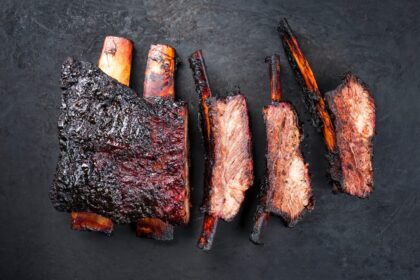 short-rib sliced smoked black background